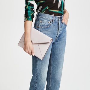 Rebecca Minkoff Leo Clutch in Putty White